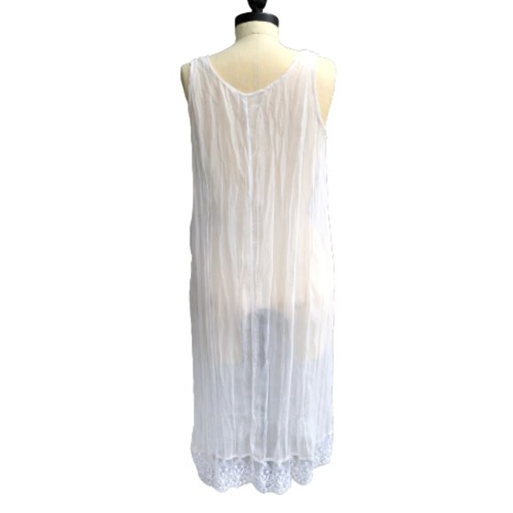 Vintage Ethereal Sheer Crinkle Slip Dress Overdress Underdress S/M - Picture 13 of 17